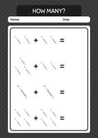 How many counting game with whiteboard marker. worksheet for preschool kids, kids activity sheet vector