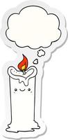 cartoon candle and thought bubble as a printed sticker vector