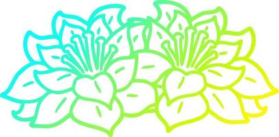 cold gradient line drawing cartoon flowers vector