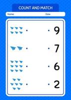 Count and match game with paper plane. worksheet for preschool kids, kids activity sheet vector