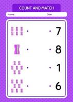 Count and match game with pencil sharpener. worksheet for preschool kids, kids activity sheet vector