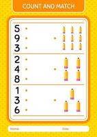 Count and match game with pencil. worksheet for preschool kids, kids activity sheet vector