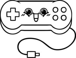 line drawing cartoon game controller vector