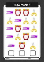 How many counting game with summer icon. worksheet for preschool kids, kids activity sheet vector