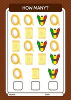 How many counting game with summer icon. worksheet for preschool kids, kids activity sheet vector