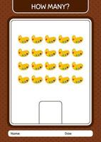 How many counting game with paint palette. worksheet for preschool kids, kids activity sheet vector