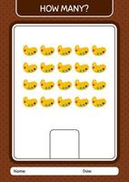 How many counting game with paint palette. worksheet for preschool kids, kids activity sheet vector