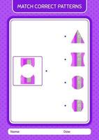 Match pattern game with pencil sharpener. worksheet for preschool kids, kids activity sheet vector