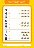 Count and match game with chalkboard eraser. worksheet for preschool kids, kids activity sheet vector