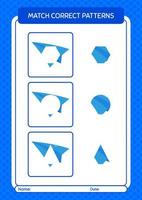 Match pattern game with paper plane. worksheet for preschool kids, kids activity sheet vector