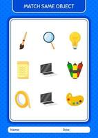 Match with same object game laptop. worksheet for preschool kids, kids activity sheet vector