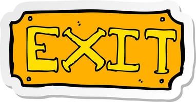 sticker of a cartoon exit sign vector