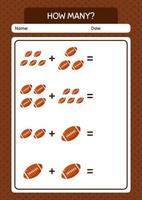 How many counting game with rugbyball. worksheet for preschool kids, kids activity sheet vector