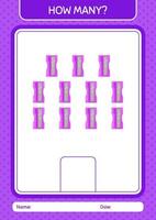 How many counting game with pencil sharpener. worksheet for preschool kids, kids activity sheet vector
