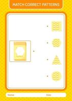 Match pattern game with note. worksheet for preschool kids, kids activity sheet vector