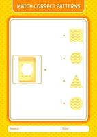 Match pattern game with note. worksheet for preschool kids, kids activity sheet vector