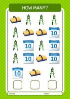 How many counting game with summer icon. worksheet for preschool kids, kids activity sheet vector