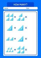 How many counting game with triangle ruler. worksheet for preschool kids, kids activity sheet vector