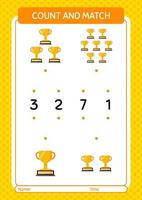 Count and match game with trophy. worksheet for preschool kids, kids activity sheet vector