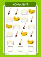 How many counting game with summer icon. worksheet for preschool kids, kids activity sheet vector