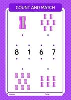 Count and match game with pencil sharpener. worksheet for preschool kids, kids activity sheet vector