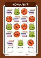 How many counting game with summer icon. worksheet for preschool kids, kids activity sheet vector