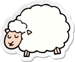 sticker of a cartoon sheep vector