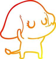 warm gradient line drawing cute cartoon elephant vector