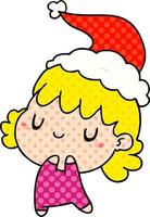 christmas cartoon of kawaii girl vector