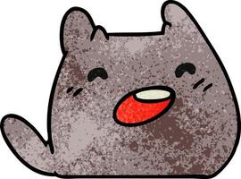 textured cartoon of a kawaii cat vector