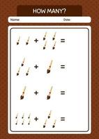 How many counting game with paint brush. worksheet for preschool kids, kids activity sheet vector