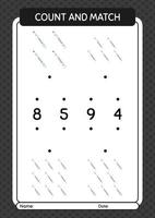 Count and match game with whiteboard marker. worksheet for preschool kids, kids activity sheet vector