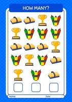 How many counting game with summer icon. worksheet for preschool kids, kids activity sheet vector