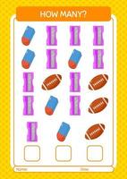 How many counting game with summer icon. worksheet for preschool kids, kids activity sheet vector