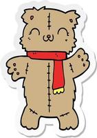 sticker of a cartoon teddy bear vector