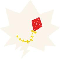 cartoon kite and speech bubble in retro style vector