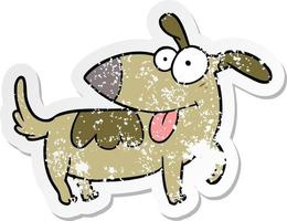 distressed sticker of a cartoon happy dog vector