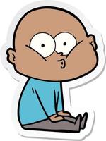 sticker of a cartoon bald man staring vector