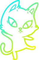 cold gradient line drawing confused cartoon cat vector