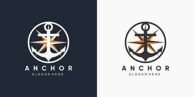 anchor marine and ship wheel icon logo design template with creative element vector