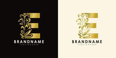 letter e with creative icon flowers gold vector