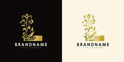 letter l with creative icon flowers gold vector