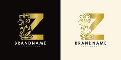 letter z with creative icon flowers gold vector