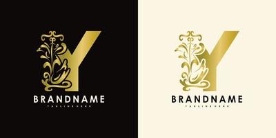 letter y with creative icon flowers gold vector