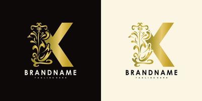 letter x with creative icon flowers gold vector