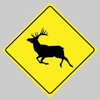 The sign and symbol indicates the area of the deer isolated on yellow background. vector