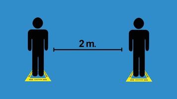 Position warning sign sticker reminding of keeping distance to protect from Coronavirus vector