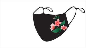 Black mask with red flower pattern isolated on background. vector