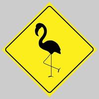 The sign and symbol indicates the area of the flamingos isolated on yellow background. vector