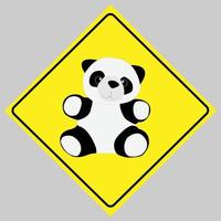 el signo y el símbolo indican el área del panda aislada sobre fondo amarillo. vector